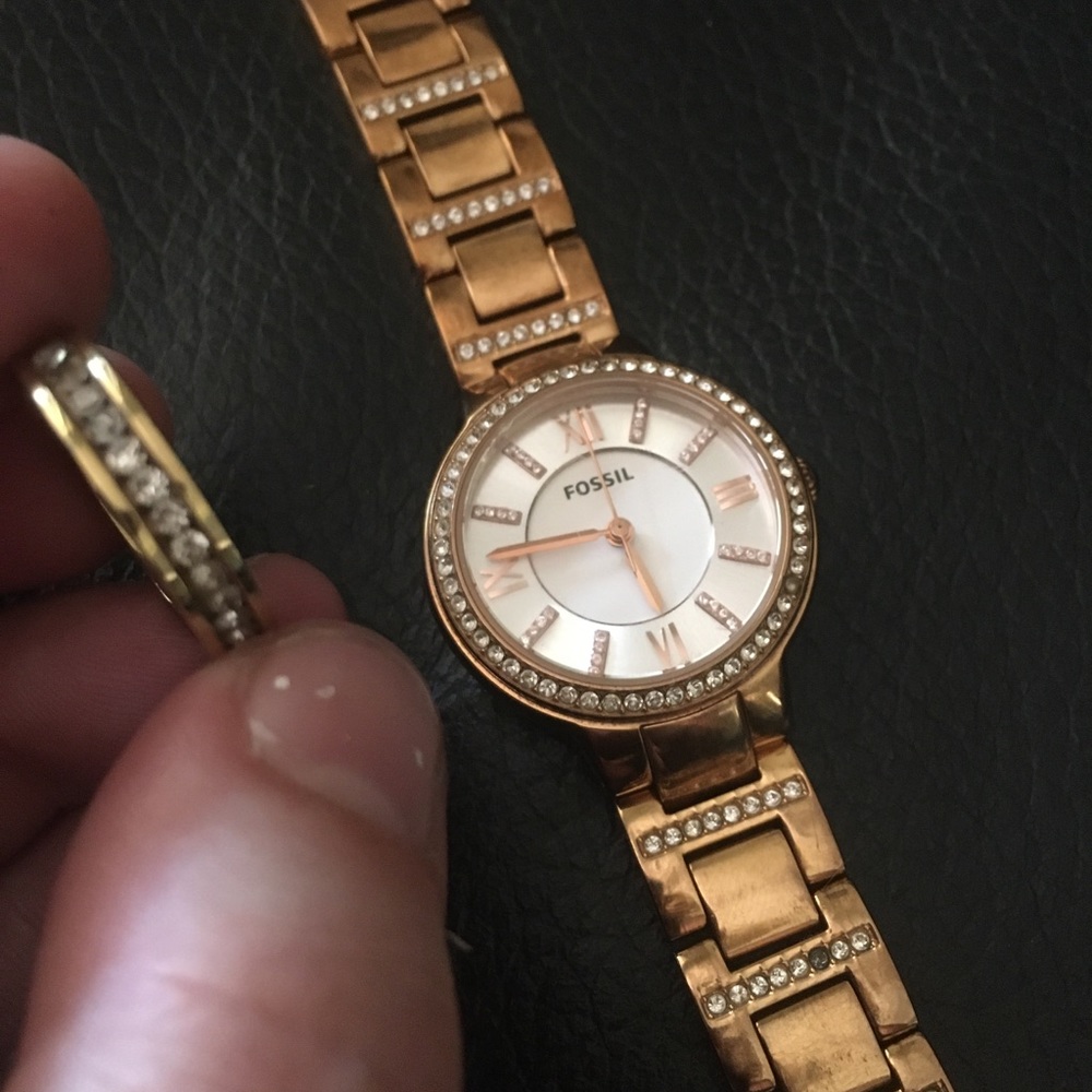 Fossil watch & ring set